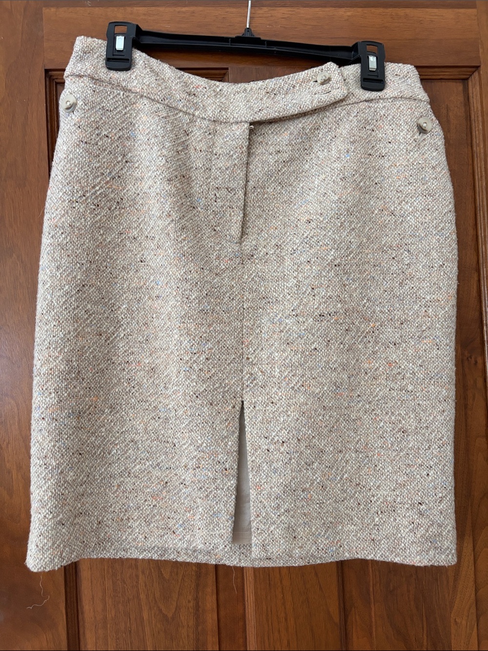 The Limited Cream Tweed Pencil Skirt with Front Slit